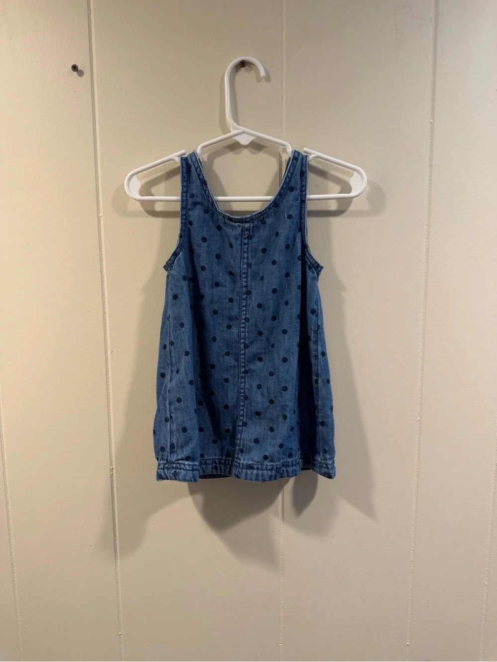 Old Navy Blue Denim Polka Dot Pinafore